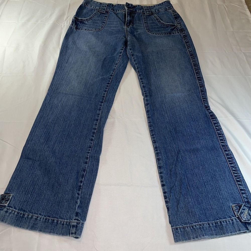 Maurices Womens Wide Leg Jeans Medium Wash Cotton Y2K Size 13/14 32x31
